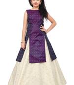 Kids Maroon Indo With Cream Lehenga Choli For Girls