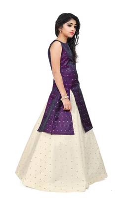 Kids Maroon Indo With Cream Lehenga Choli For Girls 3