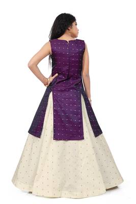 Kids Maroon Indo With Cream Lehenga Choli For Girls 4
