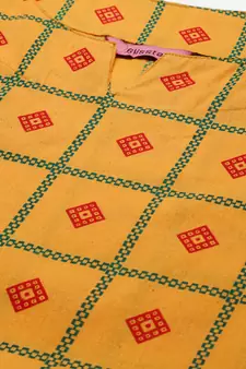 Mustard Printed Cotton Cotton-Kurtis