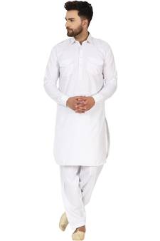 White plain cotton kurta-pajama