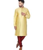 Gold embroidered jaquard kurta-pajama
