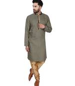 Black embroidered jaquard kurta-pajama