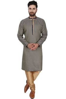 Blue embroidered jaquard kurta-pajama