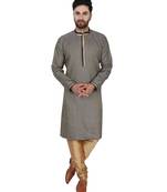 Blue embroidered jaquard kurta-pajama