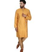 Gold embroidered jaquard kurta-pajama
