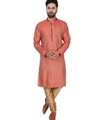 Red embroidered jaquard kurta-pajama