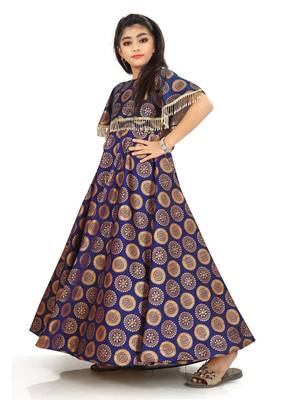 Kids Blue Festival Wear Gown Dress  3