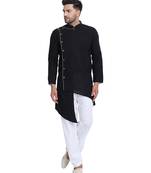 Black plain cotton kurta-pajama