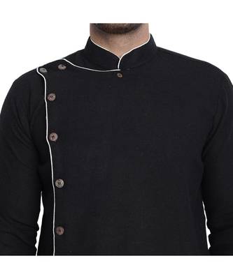 Black plain cotton kurta-pajama 5