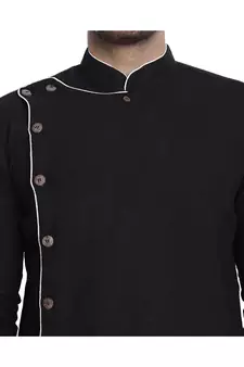 Black plain cotton kurta-pajama
