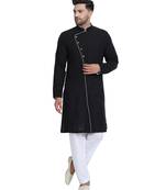 Black plain cotton kurta-pajama