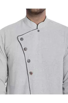 Grey plain cotton kurta-pajama