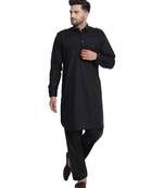 Black plain cotton kurta-pajama