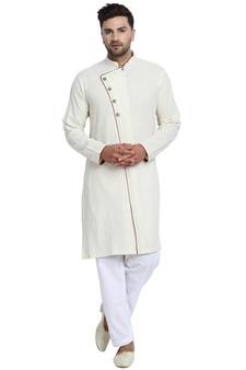White plain cotton kurta-pajama