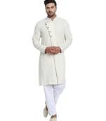 White plain cotton kurta-pajama