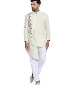 White plain cotton kurta-pajama