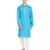 Turquoise embroidered cotton kurta-pajama