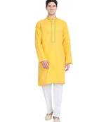 Gold embroidered cotton kurta-pajama