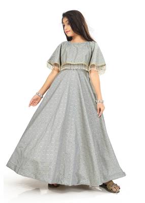 Kids Grey Long Gown For Girls 1