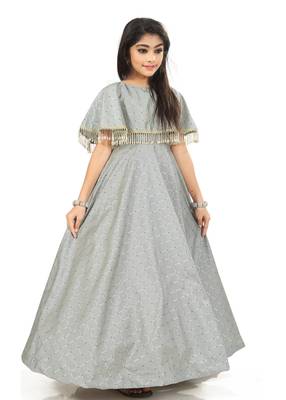 Kids Grey Long Gown For Girls 3