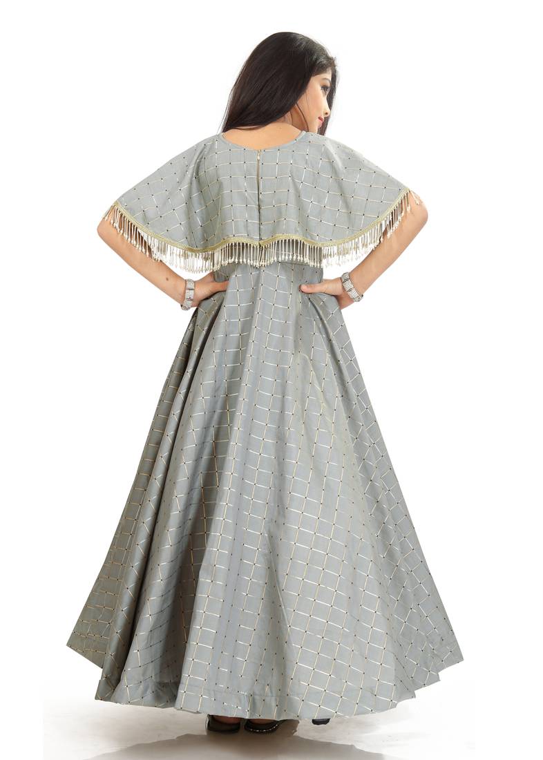 Kids Grey Long Gown For Girls