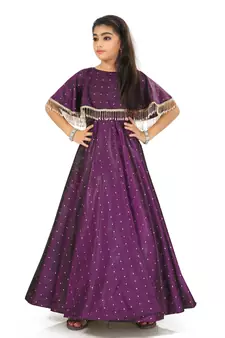 Kids Maroon Long Gown For Girls 