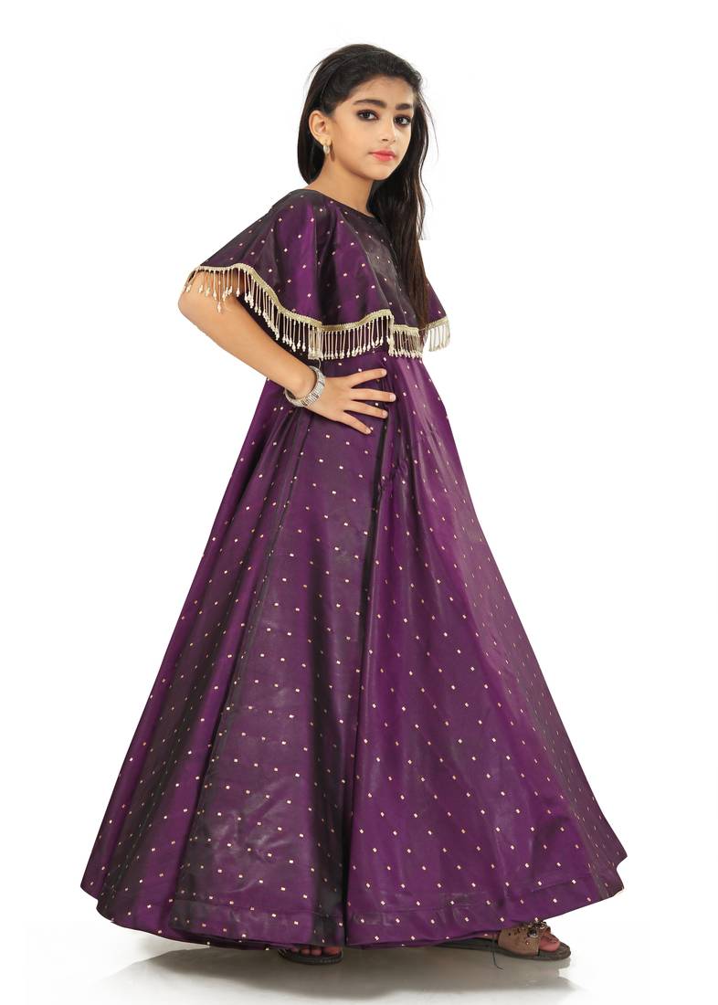 Kids Maroon Long Gown For Girls 