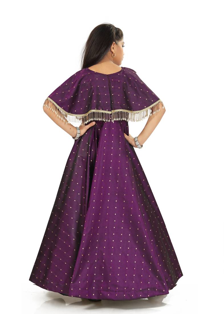 Kids Maroon Long Gown For Girls 