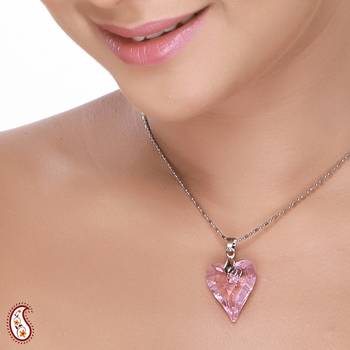 Light Pink Heart Crystal Pendant 2