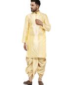 Beige embroidered art dupion silk dhoti-kurta