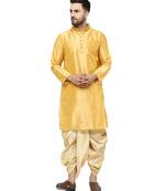 Gold embroidered art dupion silk dhoti-kurta