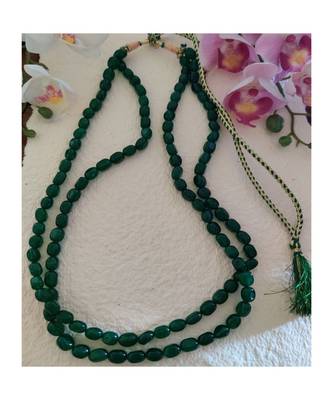 green beaded glass silver plated necklace 1
