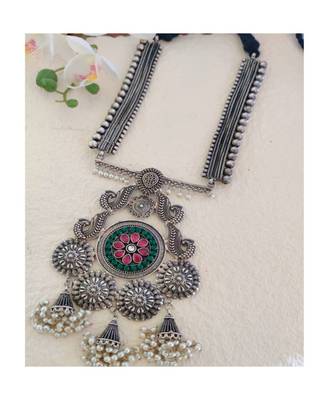 Green And Pink Kundan Stone Necklace 1