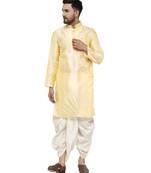 Beige embroidered art dupion silk dhoti-kurta