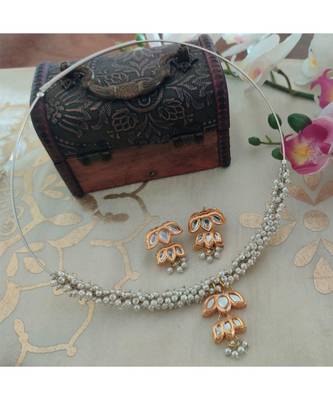 White Pearl Kundan Stone Necklace Set 1