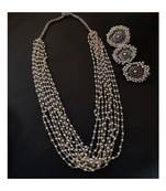 White Pearl Chain Necklace Set With Finger Ring