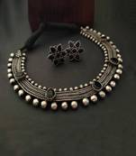 Black Oxidized Silver Choker Necklace Set