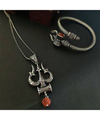 Trishul Pendant Chain Necklace With Trshul Hand Kada 1