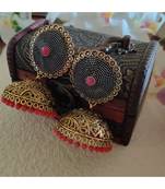 Dual Tone Jhumka In Red Pearl