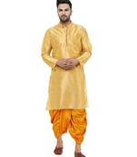 Gold plain art dupion silk dhoti-kurta