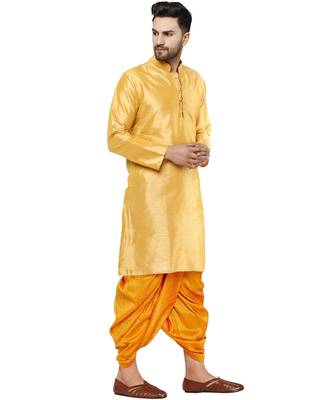Gold plain art dupion silk dhoti-kurta 2
