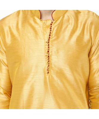 Gold plain art dupion silk dhoti-kurta 5