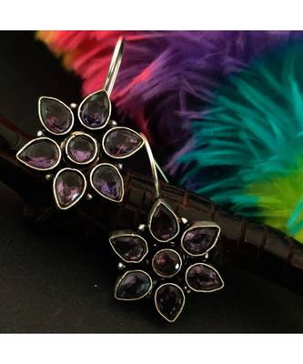 Purple Stone Loop Earring 1