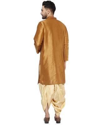 Brown plain art dupion silk dhoti-kurta 4