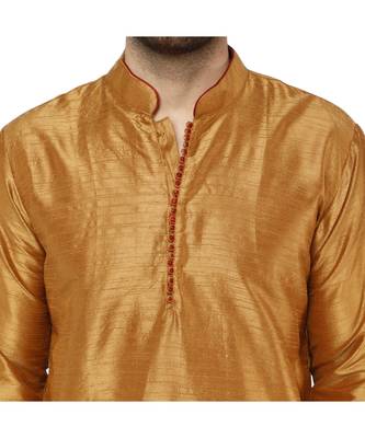 Brown plain art dupion silk dhoti-kurta 5
