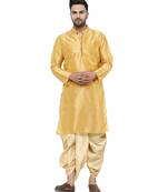 Gold plain art dupion silk dhoti-kurta