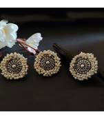 White Pearl Stud With Finger Ring