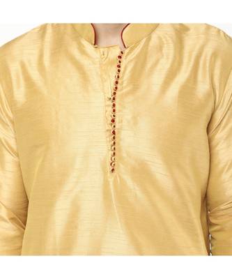 Beige plain art dupion silk dhoti-kurta 5