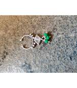 German Silver Septum Ring In Green Pearl